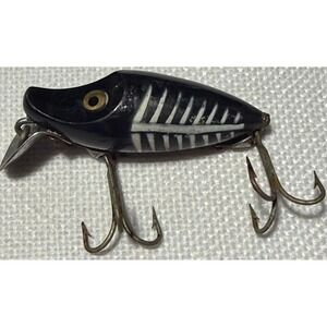 Heddon Midget River Runt Vintage Fishing Lure Black White Shore Minnow NB047